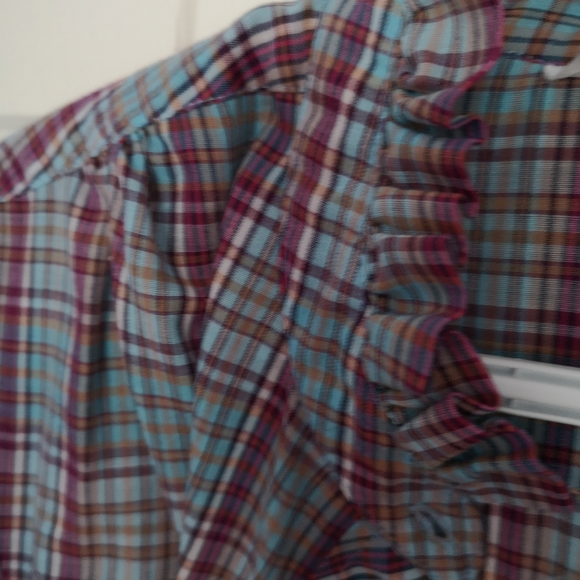 Vintage Puffy Sleeve Frilly Stand Collar Shirt - Picture 4 of 5